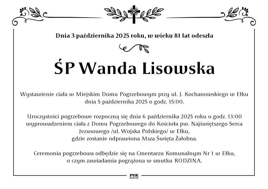Wanda Lisowska - nekrolog